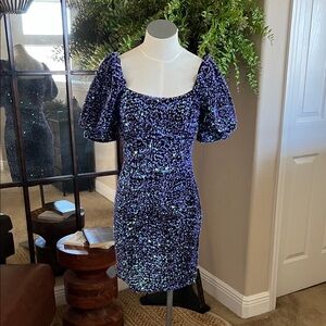 *BRAND NEW* Sequin Puff Sleeve Dress - Purple